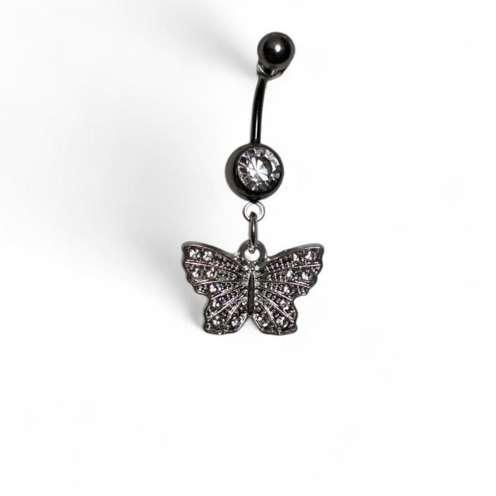 Silver Butterfly Dangle Belly Ring ✨